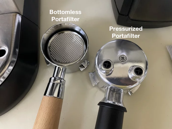 Bottomless vs Pressurized portafilter