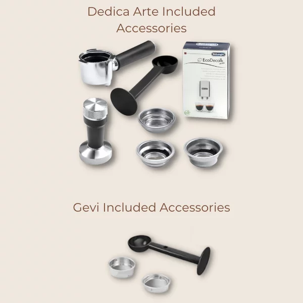 Gevi vs Delonghi included accessories