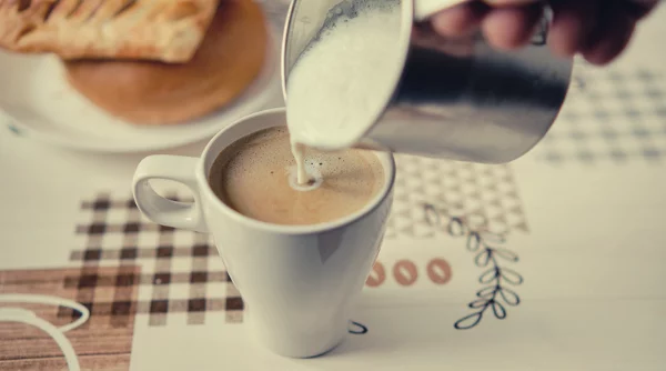 moka pot with milk