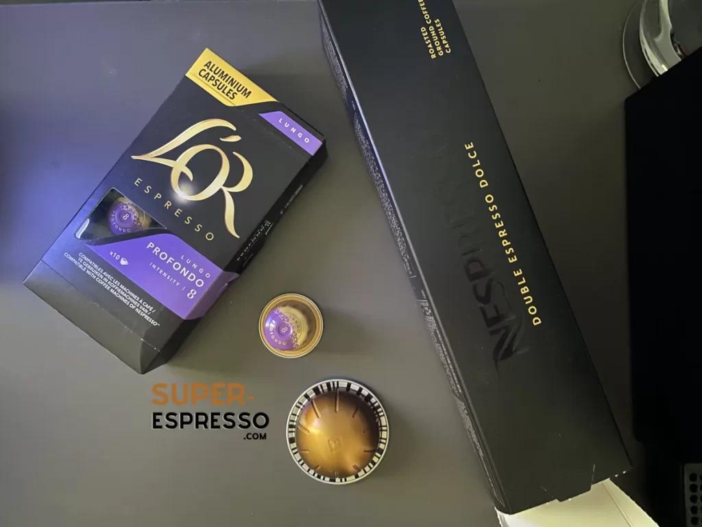L'or coffee capsules vs Nespresso Vertuo