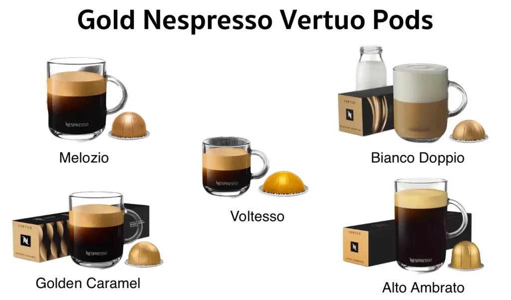 Gold Nespresso Vertuo Pods